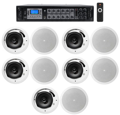 RCS350-6 6-Zone 350W Amp + JBL Control 16C/T White 10-Pack Bundle