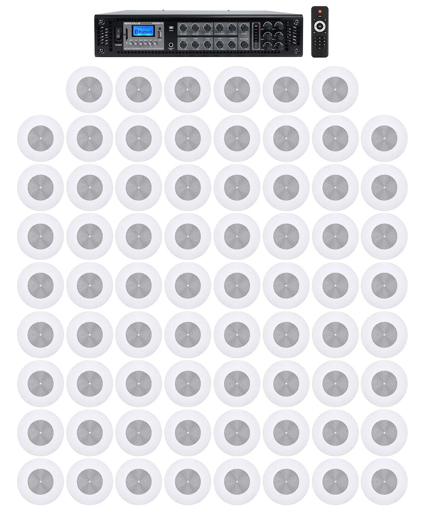 RCS350-6 6-Zone 350W Amp + JBL CSS8008 White 70-Pack Bundle