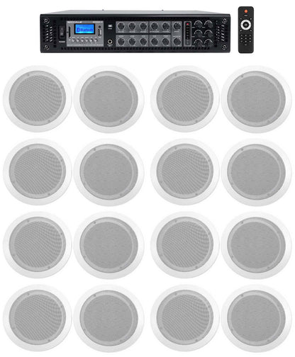 CC65T White 16-Pack + RCS350-6 6-Zone 350W Amp Bundle
