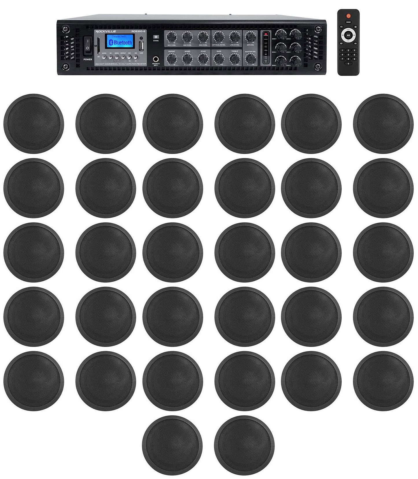 CCL6T Black 32-Pack + RCS350-6 Amplifier Bundle