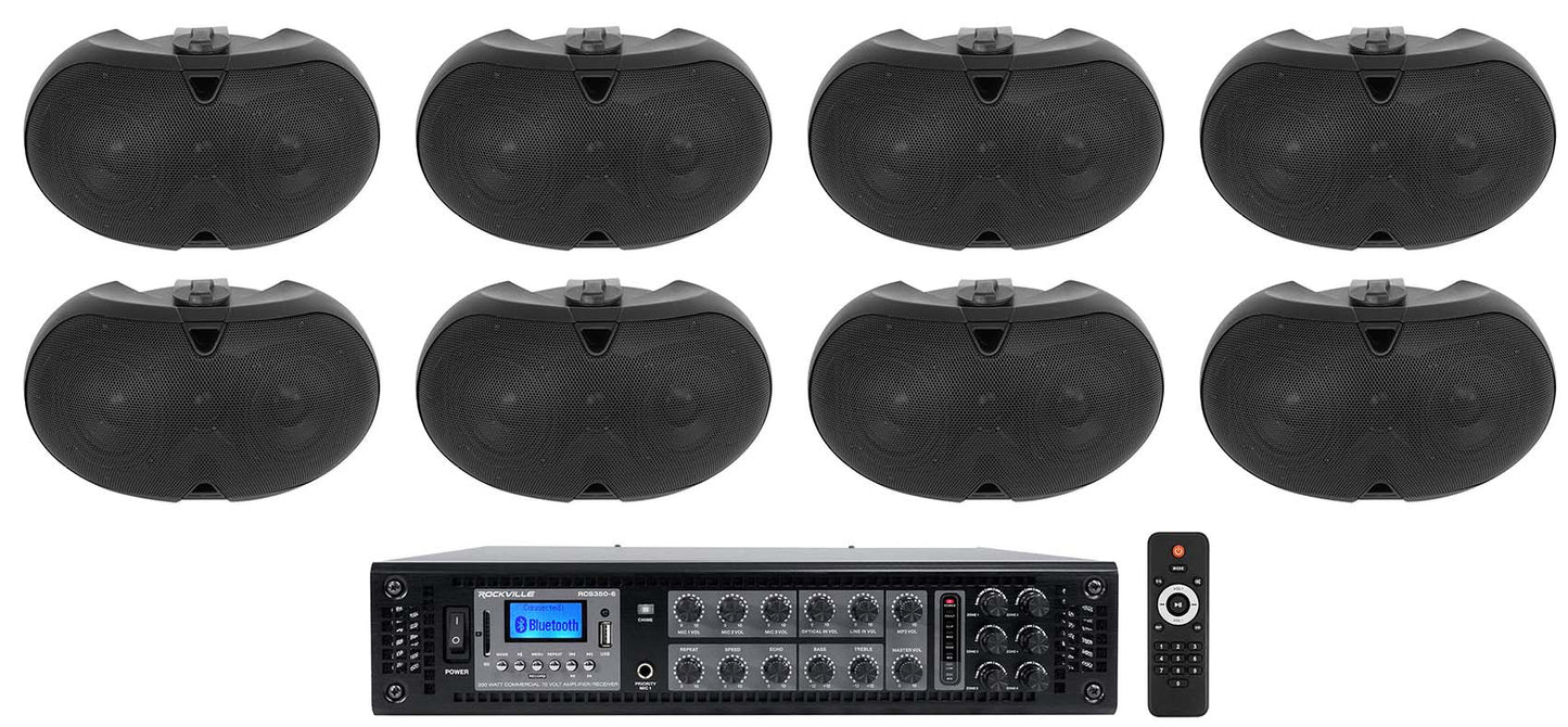 D4-70 Black 8-Pack + RCS350-6 6‑Zone Amplifier Bundle