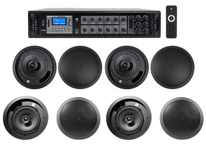 RCS350-6 6-Zone 350W Amp + JBL Control 18C/T-BK + 16C/T-BK Bundle