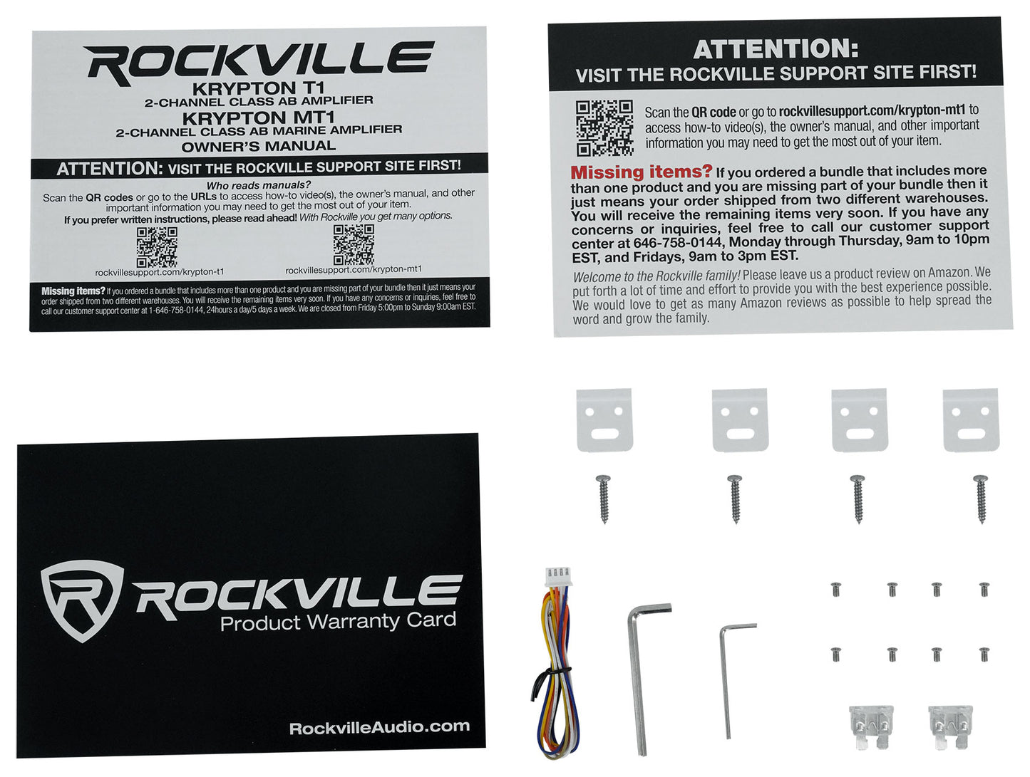 KRYPTON MT1 Marine Amplifier + 4 AWG Kit Bundle