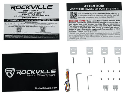 KRYPTON MT1 Marine Amplifier + 4 AWG Kit Bundle