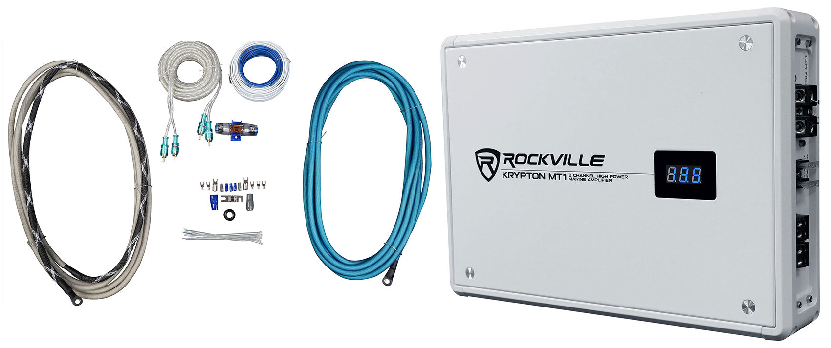 KRYPTON MT1 Marine Amplifier + 4 AWG Kit Bundle