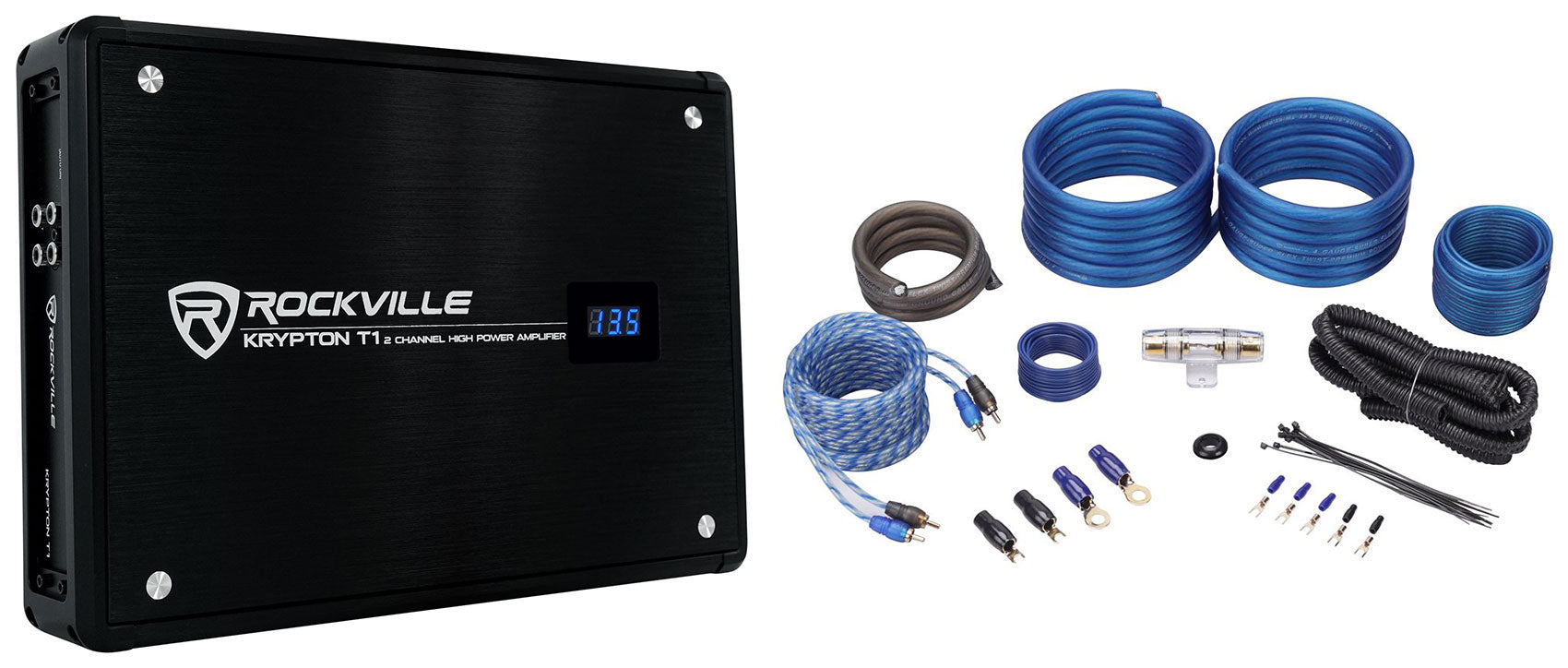 KRYPTON T1 Car Amplifier + 4 AWG Amp Wiring Kit Bundle