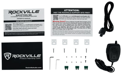 KRYPTON S6 Marine Amplifier + 4 AWG Kit + (2) 25' Marine RCA Bundle