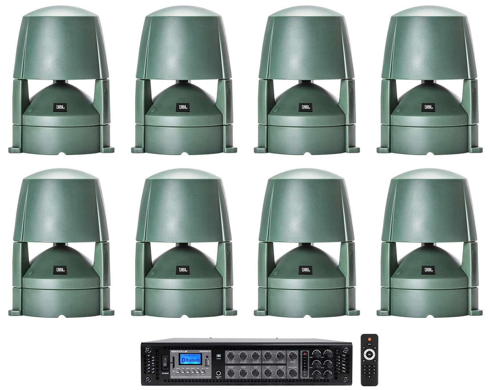 RCS350-6 6-Zone 350W Amp + Control 85M Green 8-Pack Bundle
