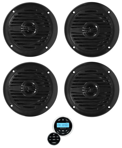 MS40B Black 4" Marine Speakers 2-Pack + RGHR2 Gauge Receiver Bundle
