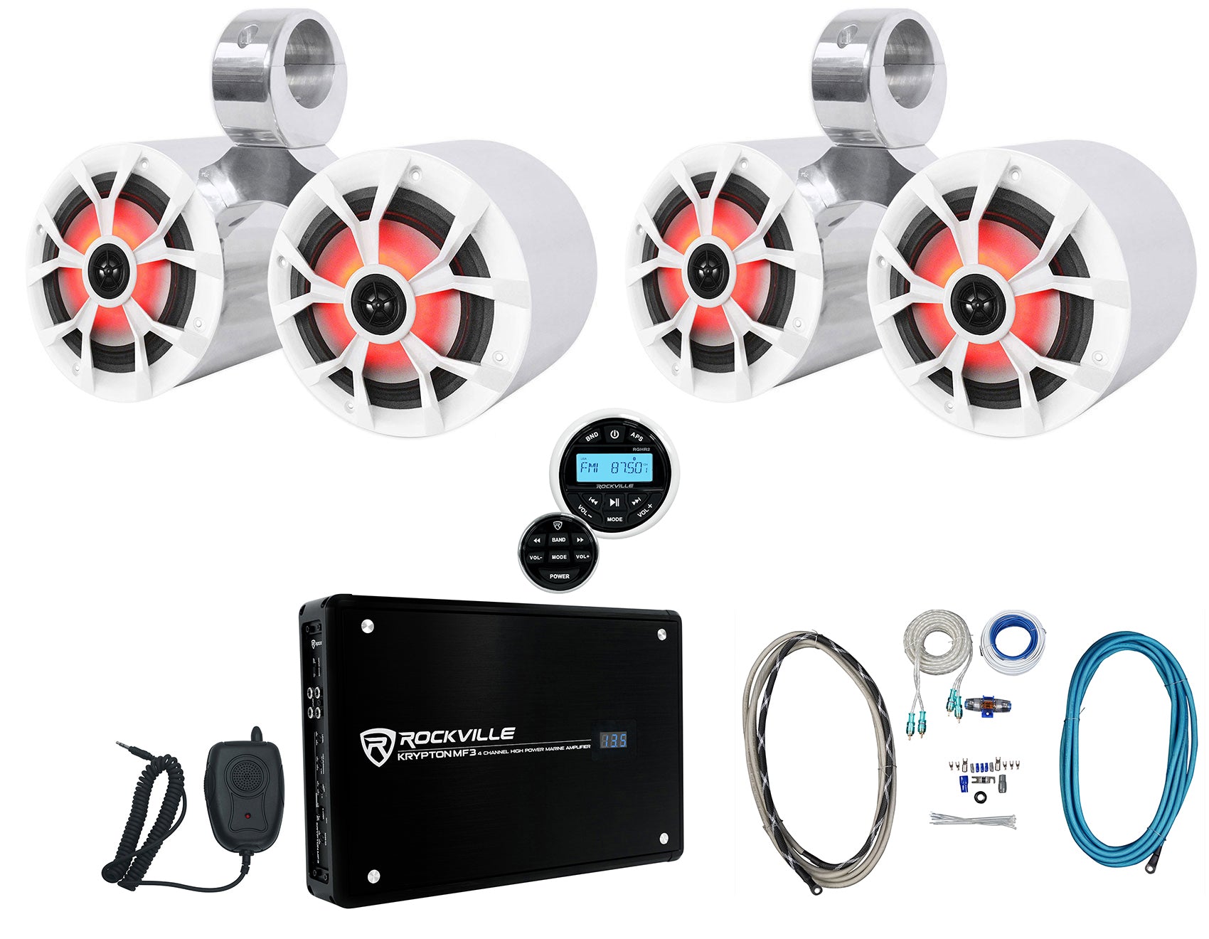 RKL65MBW LED 2-Pack + Polished Dual 6.5" Cans Bundle