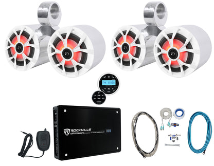 RKL65MBW LED 2-Pack + Polished Dual 6.5" Cans Bundle