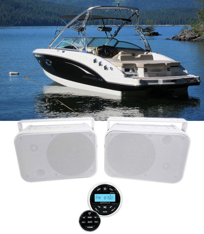 Rockville HP65S White + RGHR2 Marine Receiver Bundle