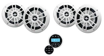 MB Quart NF1-116 White 4-Pack + Marine Gauge Receiver Bundle