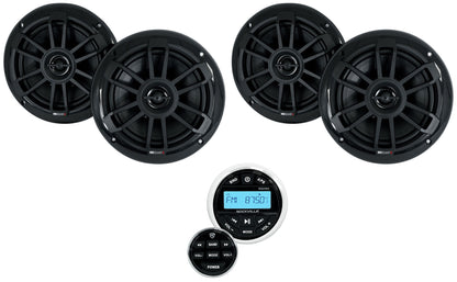 MB Quart NF1-116B Black 4-Pack + Marine Gauge Receiver Bundle