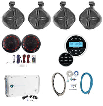 RWB80B Black 4-Pack + LED 8" 2-Pack + Receiver + 6-Channel Amp Bundle