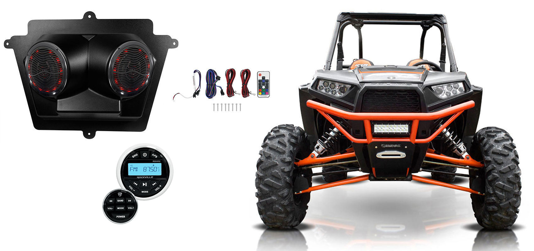 Marine Receiver + Overhead Console + 6.5" LED Speakers Bundle