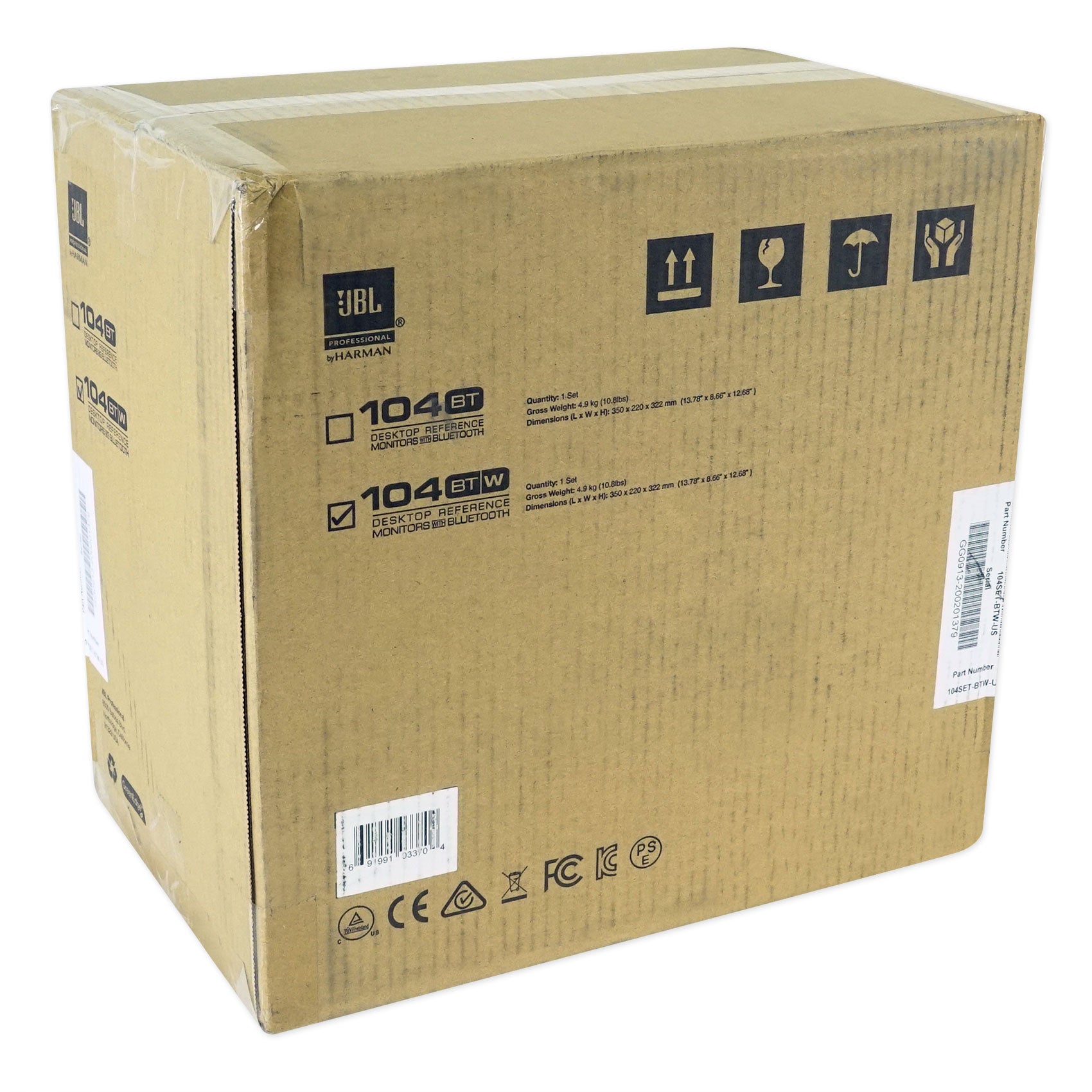 JBL 104SET-BTW Pair Bluetooth Powered Active Studio Monitors+Isolation Feet Pads