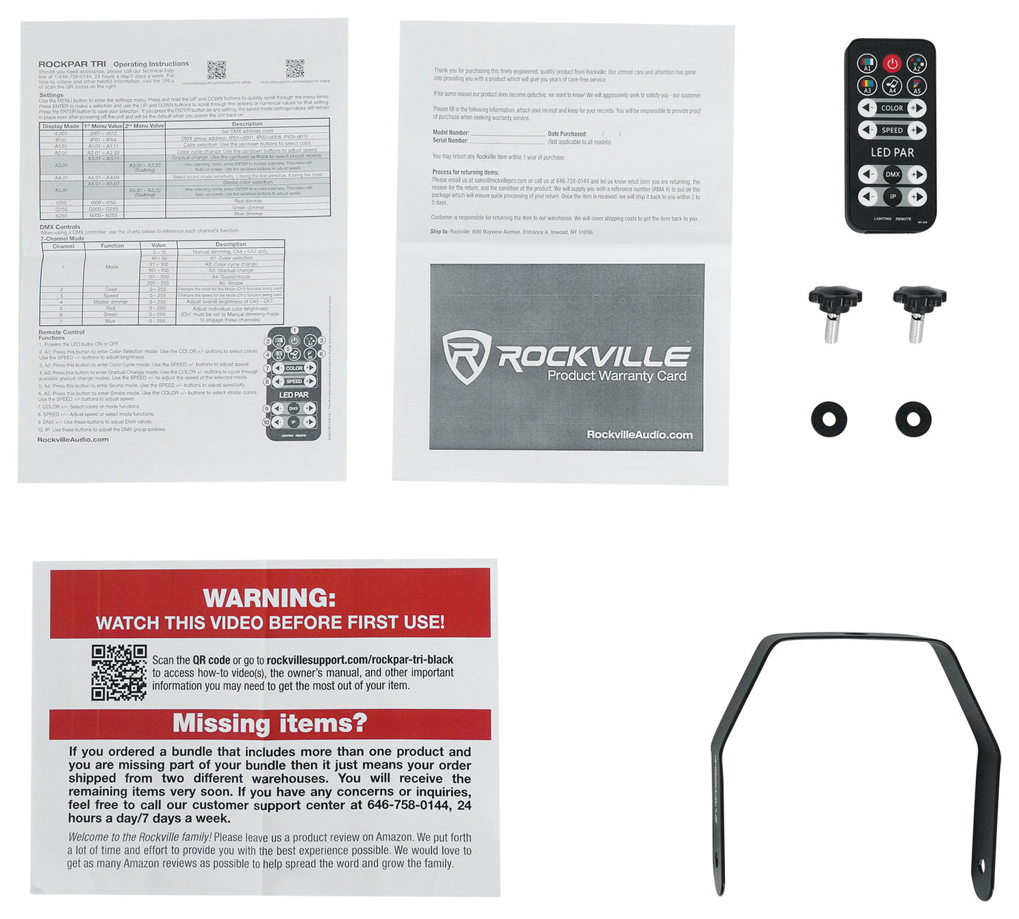 RockPAR TRI Black 2-Pack + DMX Cables Bundle