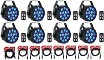 RockPAR TRI Black 8-Pack + DMX Cables Bundle