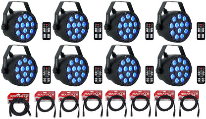RockPAR TRI Black 8-Pack + DMX Cables Bundle