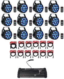 RockPAR TRI Black 12-Pack + ROCKFORCE 384 Controller Bundle