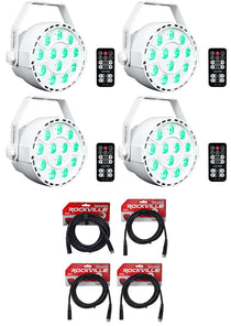RockPAR TRI White 4-Pack + DMX Cables Bundle