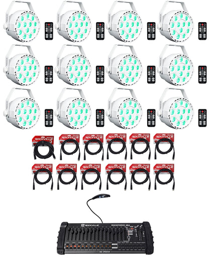 RockPAR TRI White 12-Pack + ROCKFORCE 384 Controller Bundle