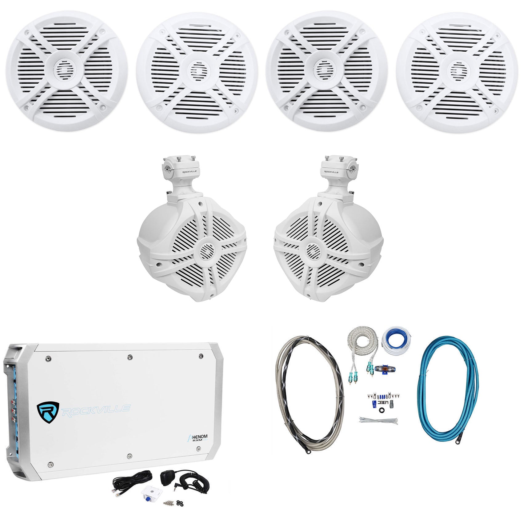 RMSTS65W 6.5" Speakers 2-Pair + RWB70W 6.5" Wakeboards + RXM-S6 Amp + RMWK4 Bundle