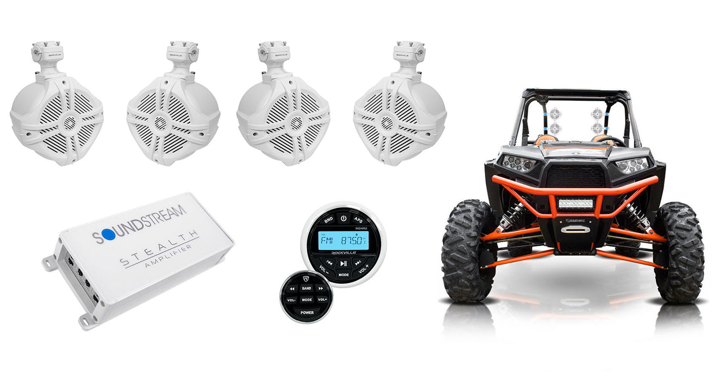 RWB70W White 4-Pack + 4-Channel Amplifier Bundle