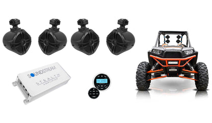 RWB70B Black 4-Pack + 4-Channel Amplifier Bundle