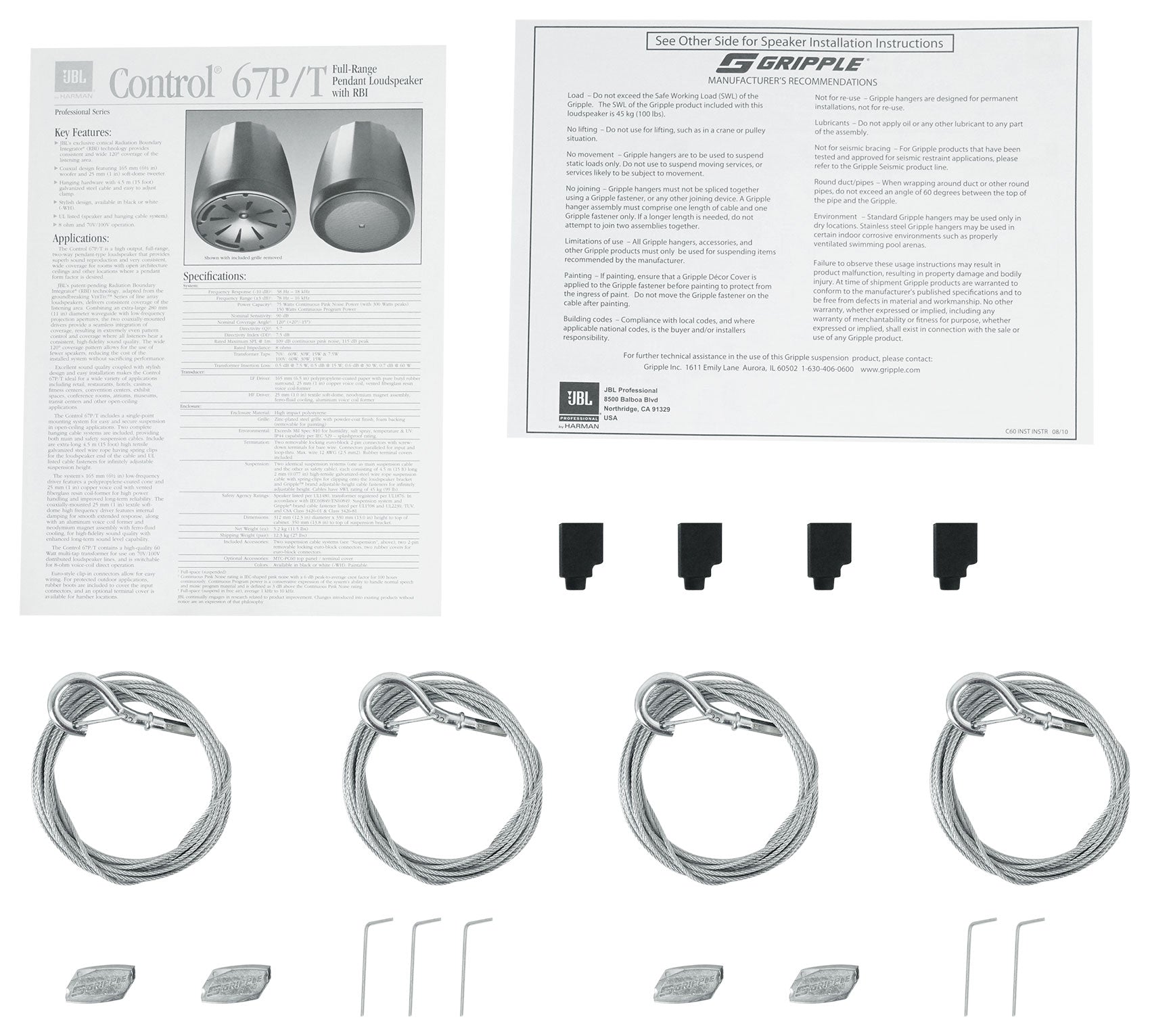 Control 67P/T Black 4-Pack + RCS350-6 6-Zone 350W Amp Bundle