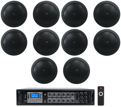JBL Control 14C/T Black 10-Pack + RCS350-6 6-Zone 350W Amp Bundle