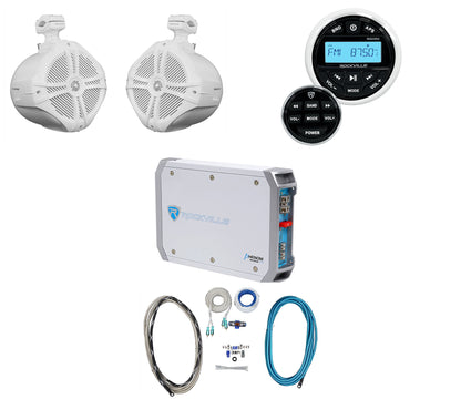 RWB90W White 2-Pack + 2-Channel Marine Amplifier Bundle