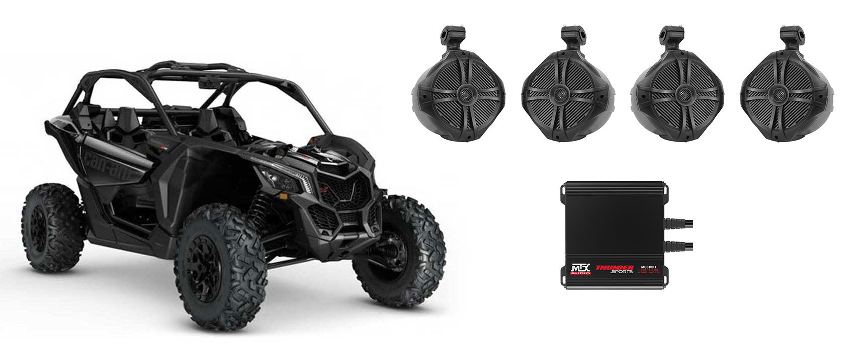 RWB90B Black 8" 2-Pair 4-Pack + MUD100.4 Amplifier Bundle