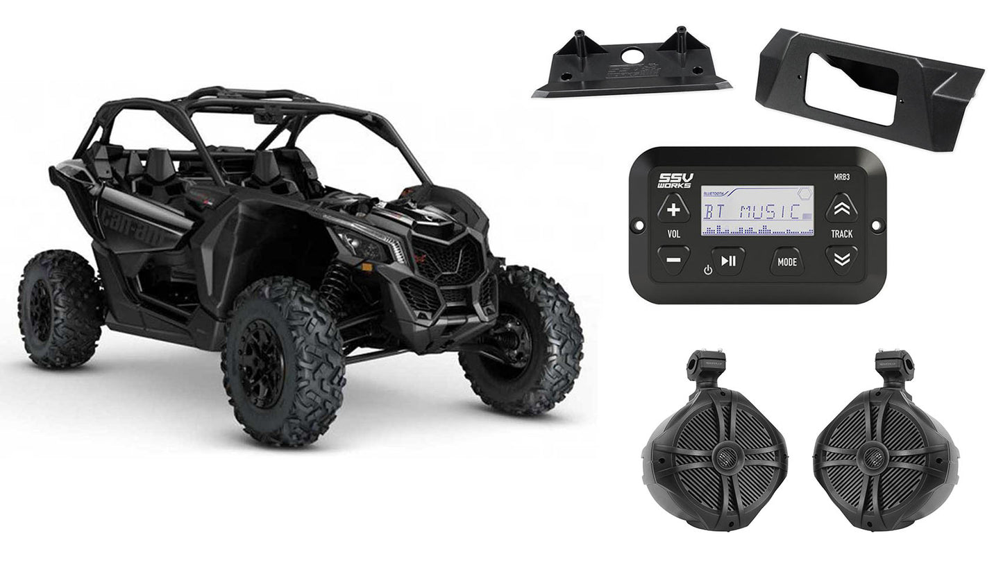 Can-Am Maverick X3 Digital Media Bluetooth Receiver+Kit+(2) 8" Tower Speakers