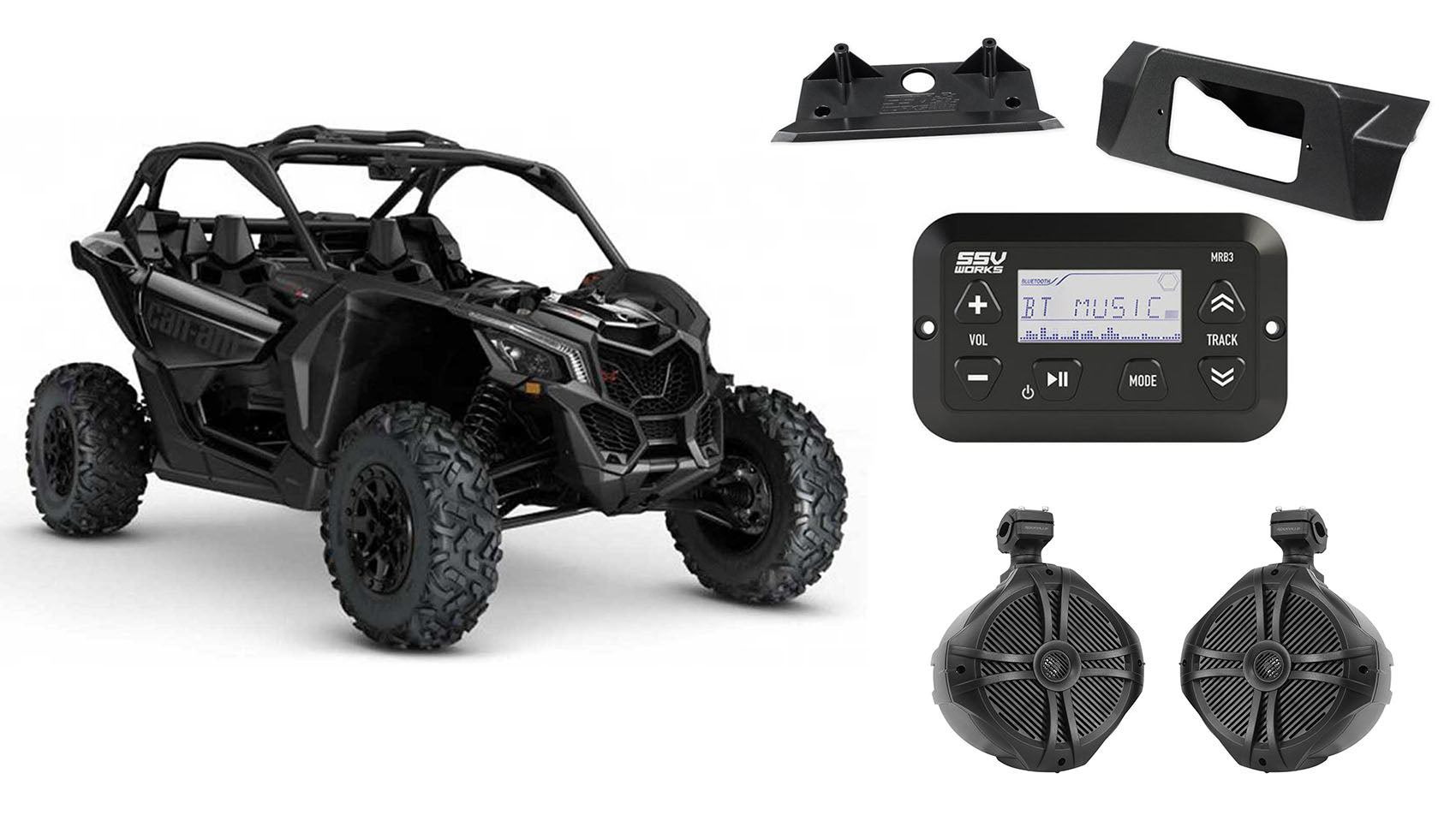 Can-Am Maverick X3 Digital Media Bluetooth Receiver+Kit+(2) 8" Tower Speakers