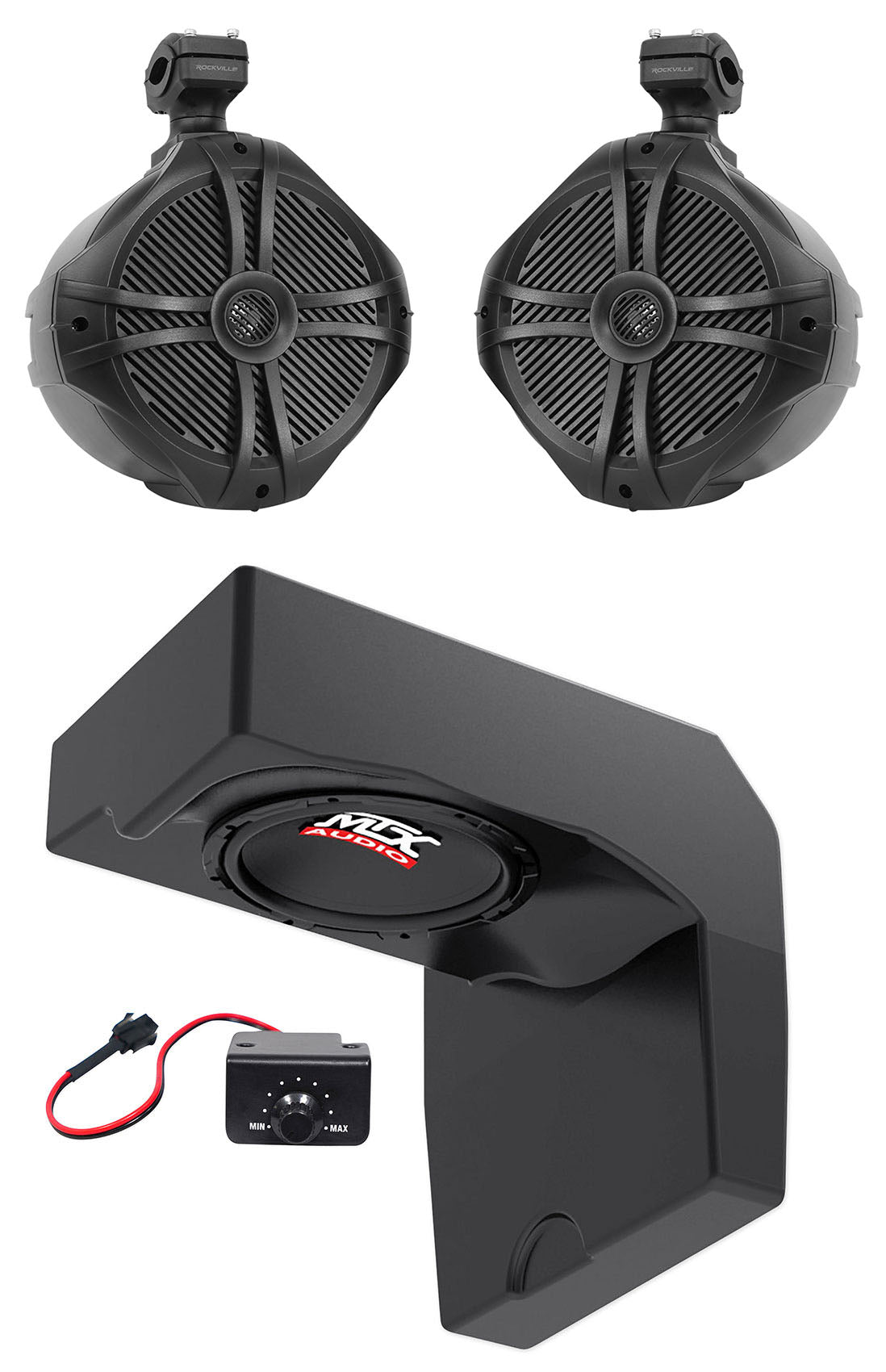 10" Powered Under-Seat MTX Subwoofer+Tower Speakers for 2014-2017 Polaris Ranger