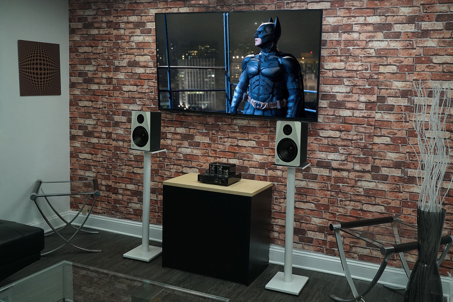 ELITE-5W White + RS37W White Stands + Rock Shaker 8 Bundle