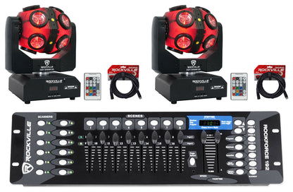 Party Spinner LED 2-Pack + ROCKFORCE 192 DMX Controller Bundle