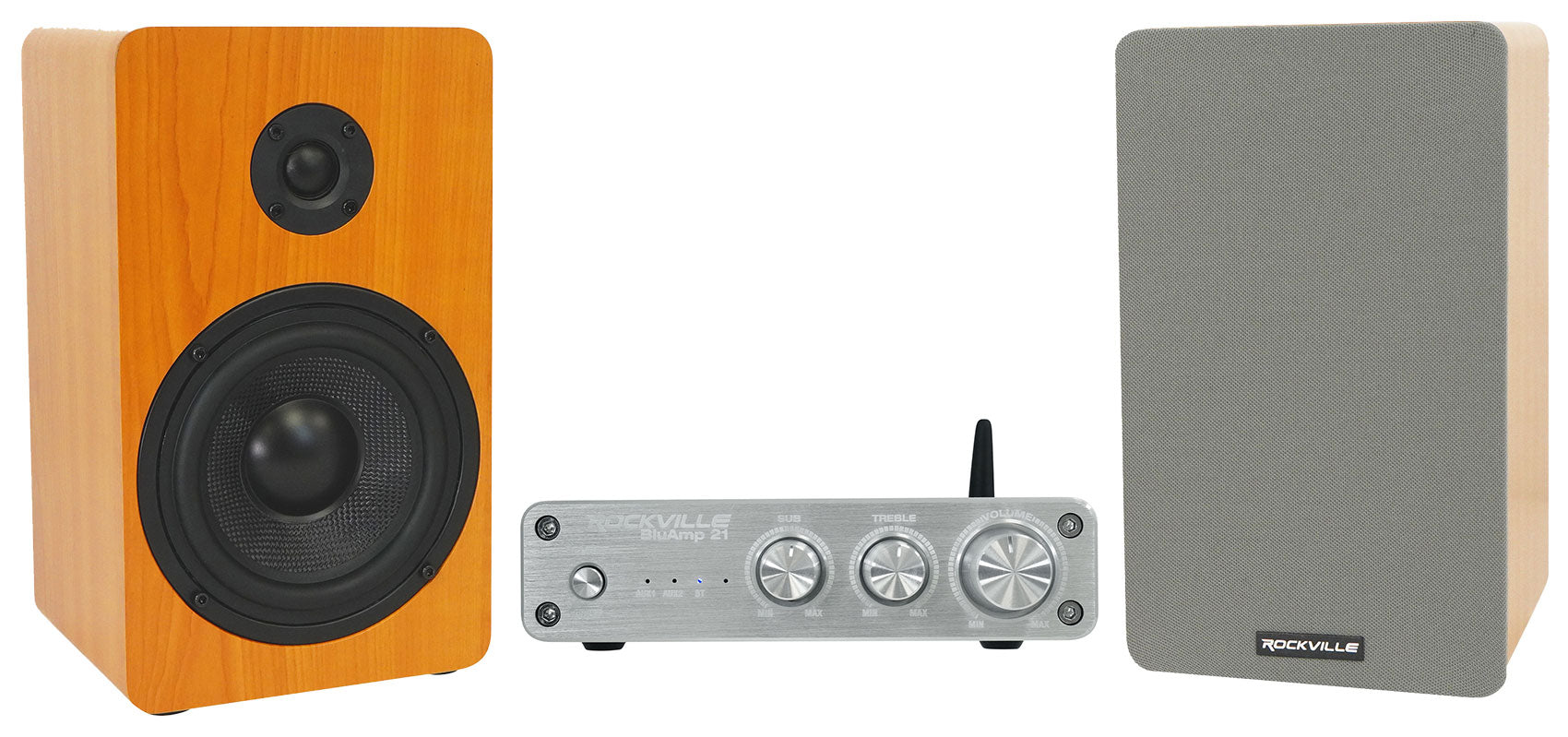 RockShelf 54C Wood 2-Pack + BLUAMP 21 Silver Bundle