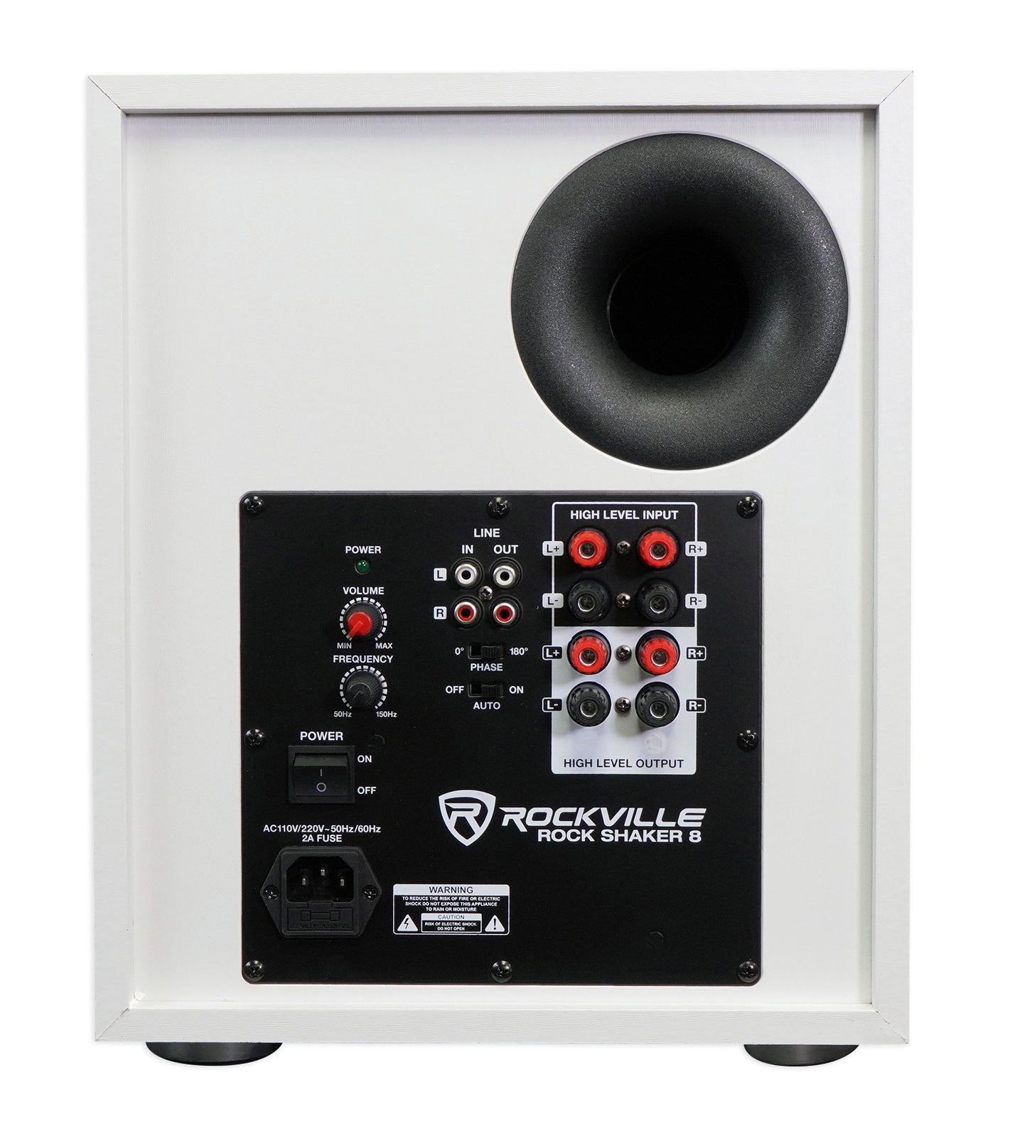 ELITE-5W White + RS37W White Stands + Rock Shaker 8 Bundle