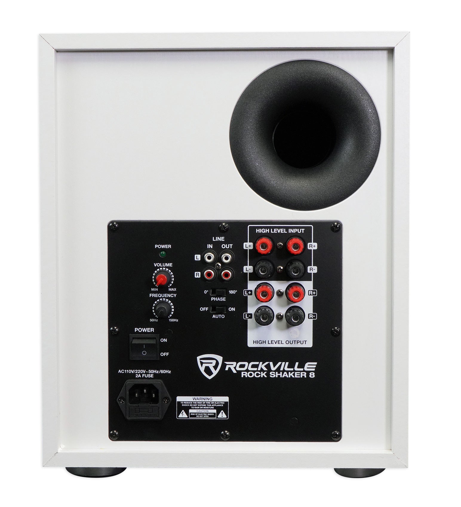 ELITE-5W White + RS37W White Stands + Rock Shaker 8 Bundle