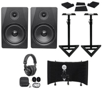 DPM8B Black 2-Pack + RVSM1 Stands Bundle