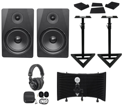 DPM8B Black 2-Pack + RVSM1 Stands Bundle