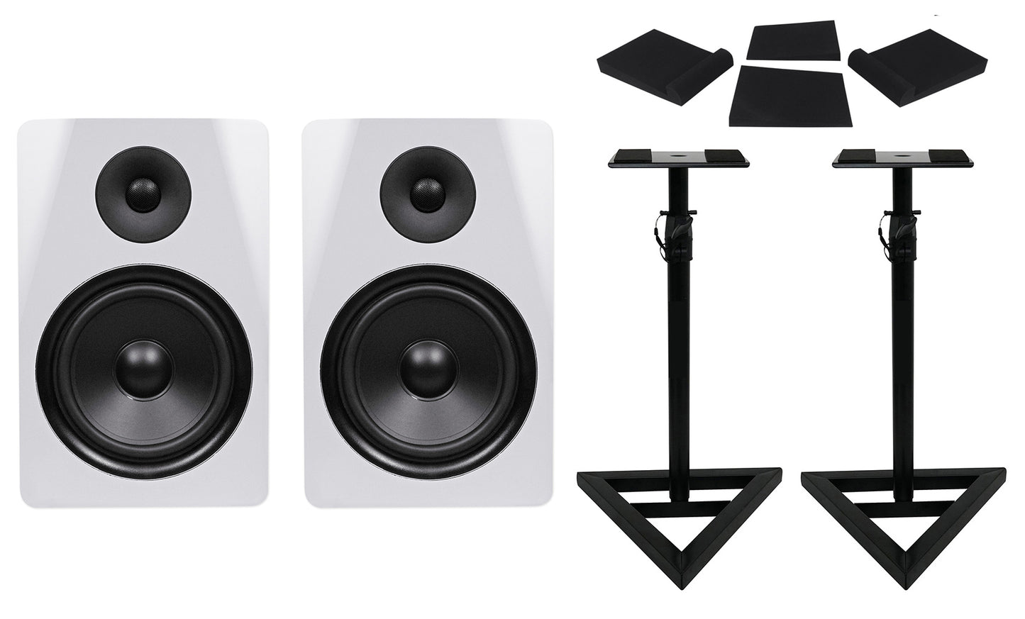 DPM8W White 2-Pack + RVSM1 Stands Bundle