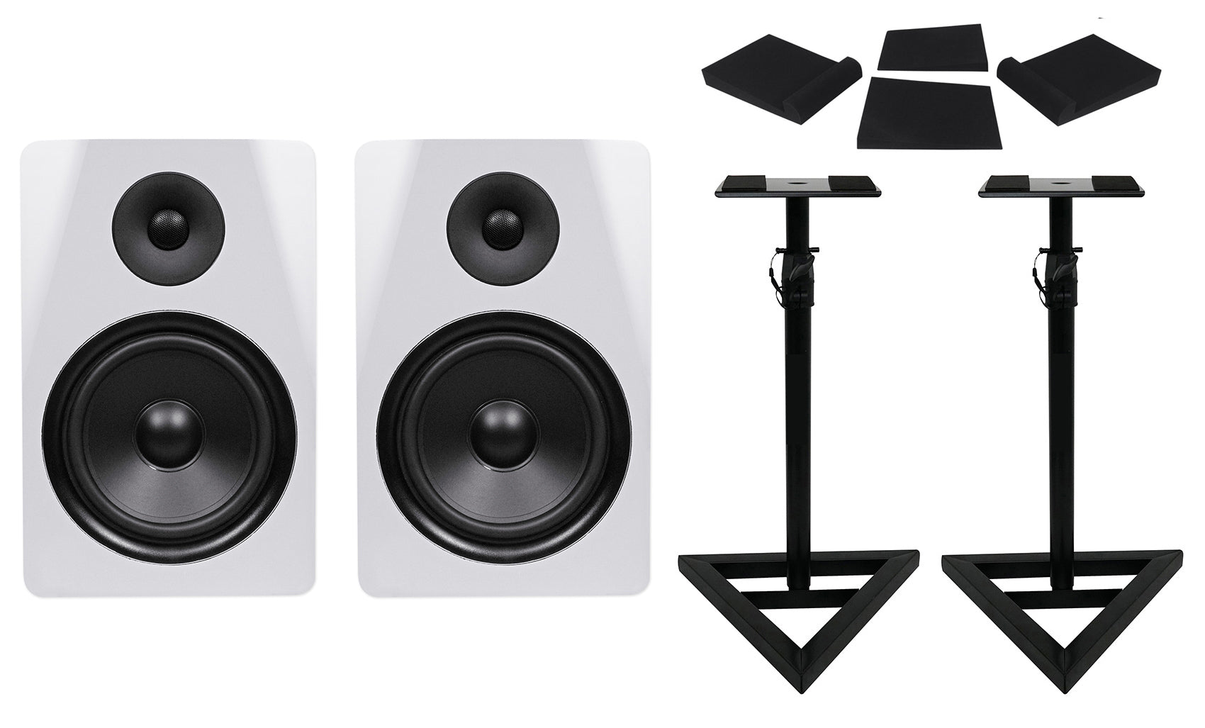 DPM8W White 2-Pack + RVSM1 Stands Bundle