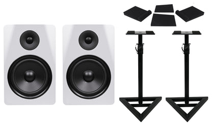 DPM8W White 2-Pack + RVSM1 Stands Bundle