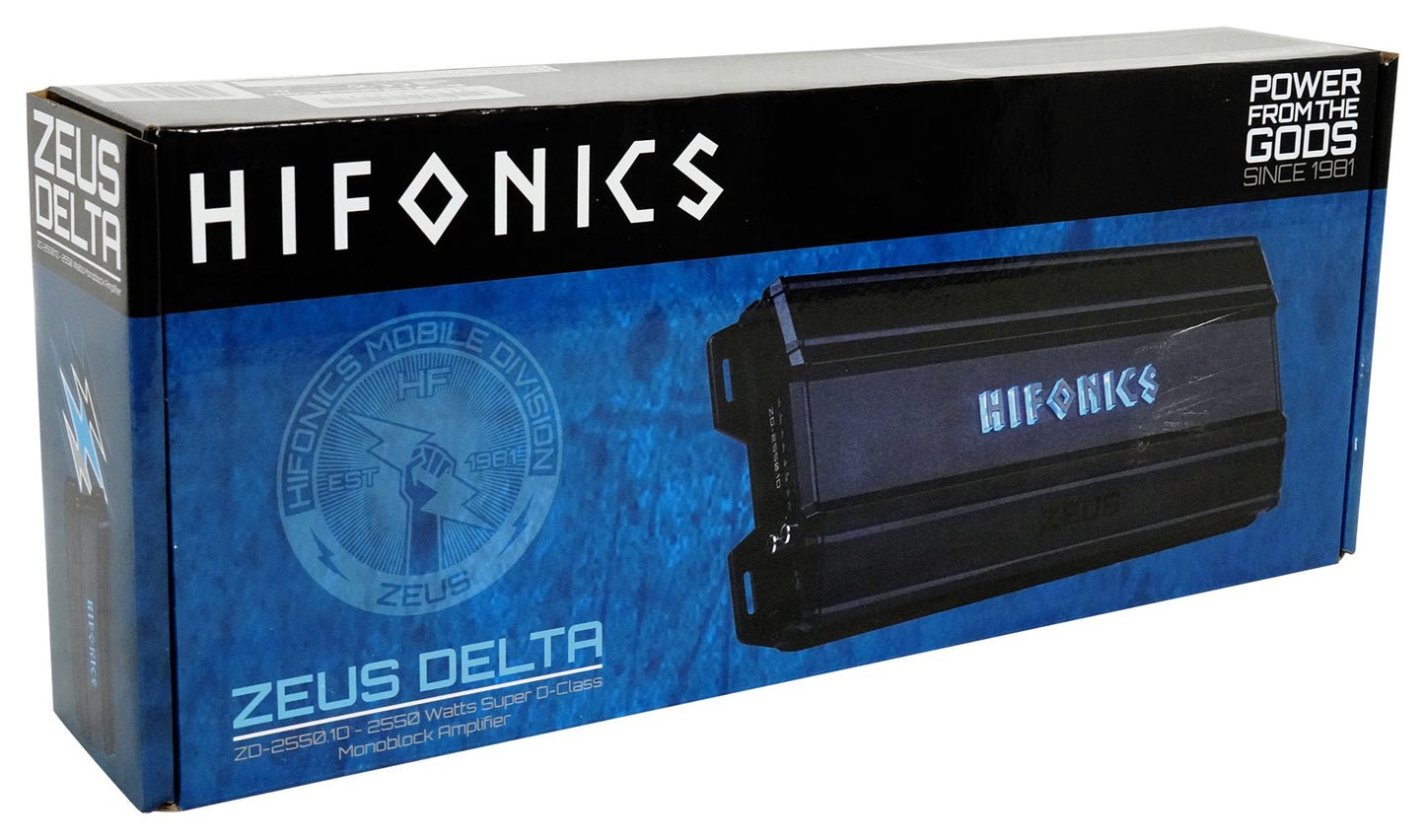 Hifonics ZD-2550.1D 2550 Watt Mono Car Audio Amplifier 1 Ohm Class-D+Amp Kit