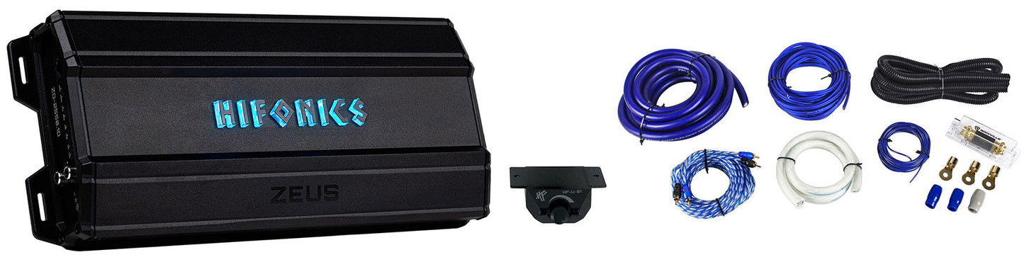 Hifonics ZD-2550.1D 2550 Watt Mono Car Audio Amplifier 1 Ohm Class-D+Amp Kit