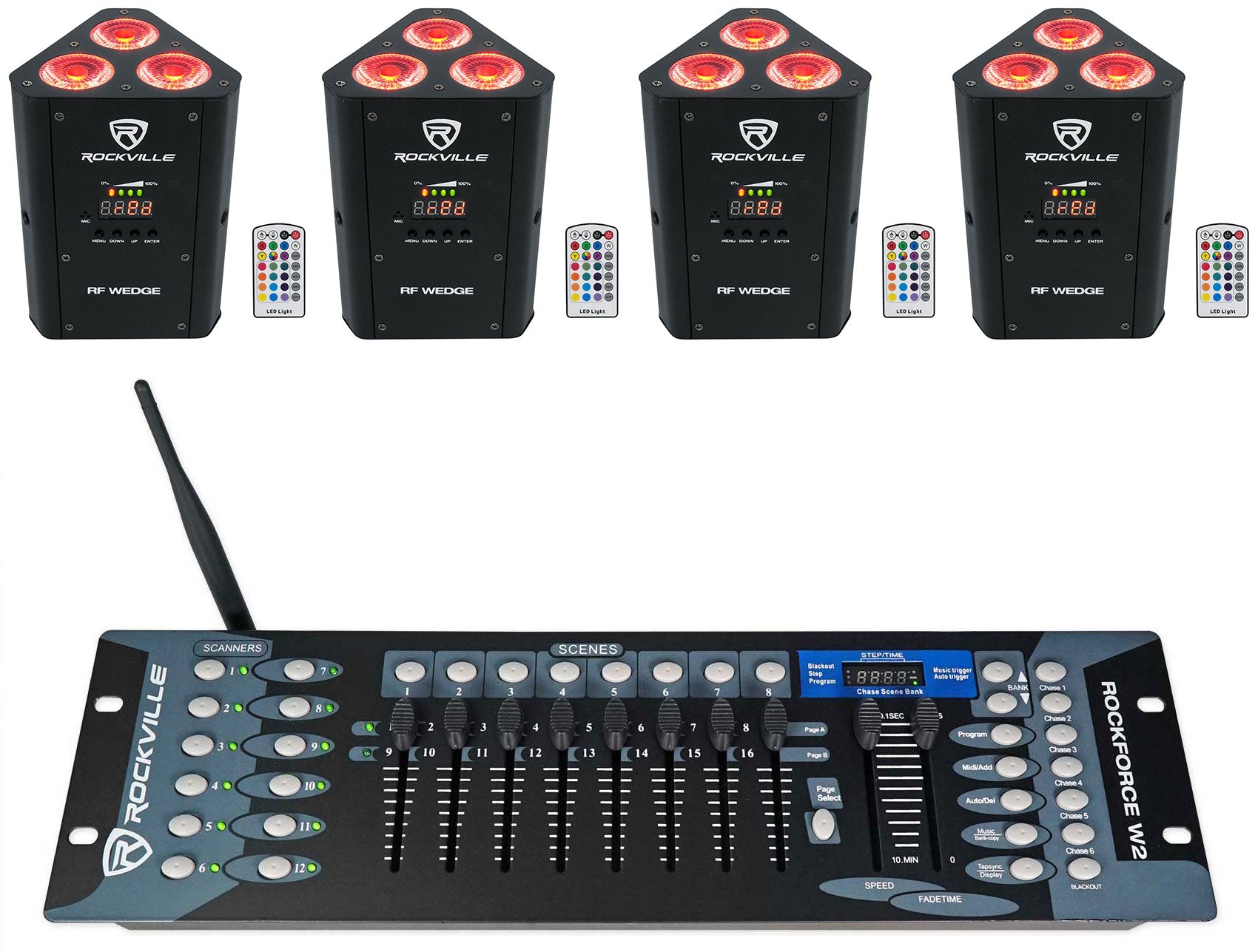 RF Wedge Black 4-Pack + ROCKFORCE W2 Controller Bundle